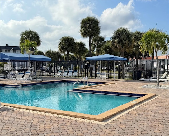 view of swimming pool featuring a patio