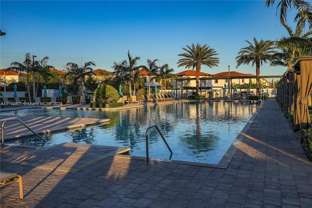 view of swimming pool featuring a patio