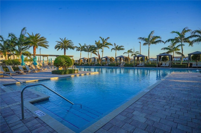 view of swimming pool with a patio