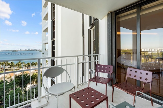 balcony with a water view