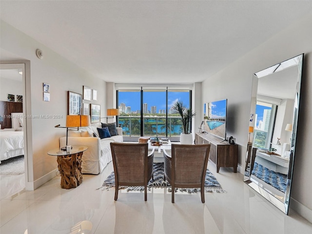 view of tiled dining space