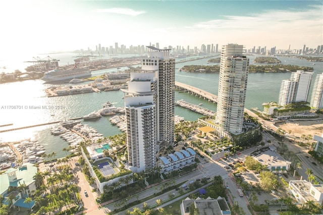 400 Alton Rd Unit 2309, Miami Beach, FL 33139 - bird's eye view of city skyline, a nearby body of water, and numerous boat docks