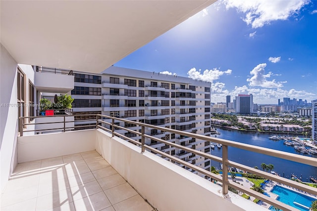 balcony featuring a water view