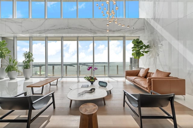 300 Biscayne Blvd Way Unit 3406, Miami, FL 33131 - living area featuring wood finished floors and a water view