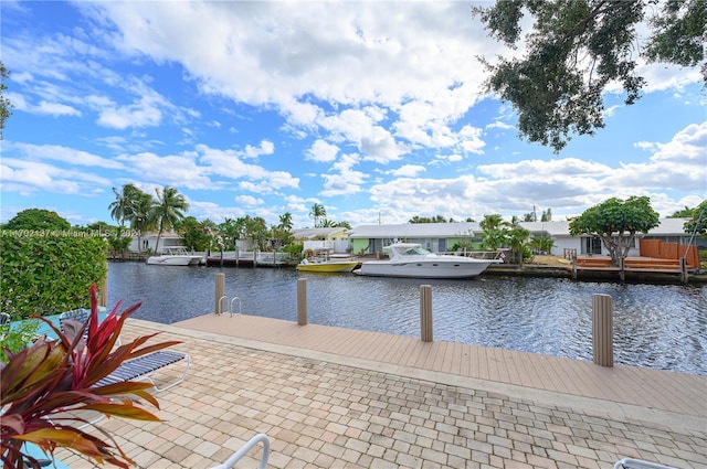 exterior space with a water view