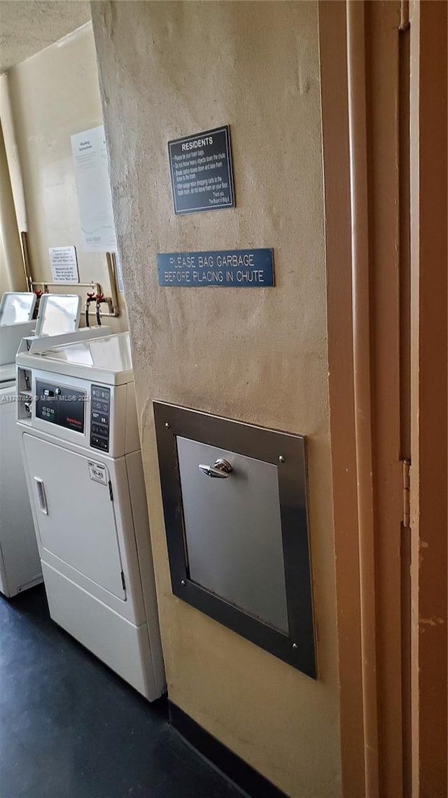 interior space featuring washing machine and dryer