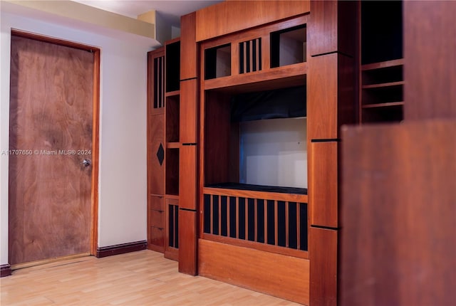 unfurnished living room with light wood-type flooring