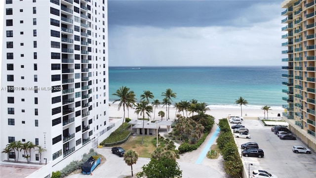 property view of water featuring a view of the beach