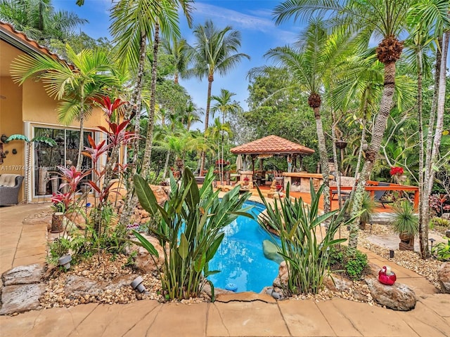 view of pool with a gazebo