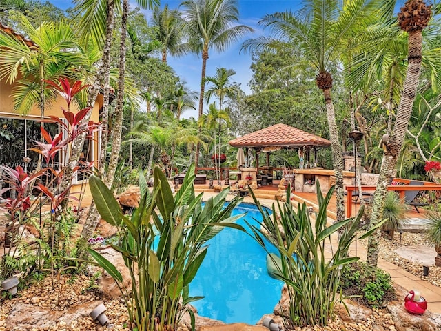 view of pool featuring a gazebo