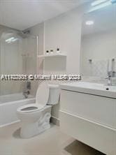 2001 Atlantic Shores Blvd Unit 510, Hallandale Beach, FL 33009 - full bathroom featuring vanity, tiled shower / bath, and toilet