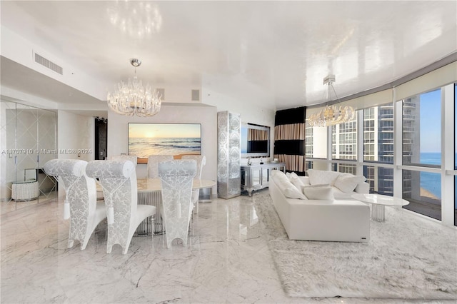 dining room featuring a notable chandelier