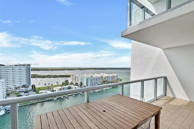 balcony with a water view