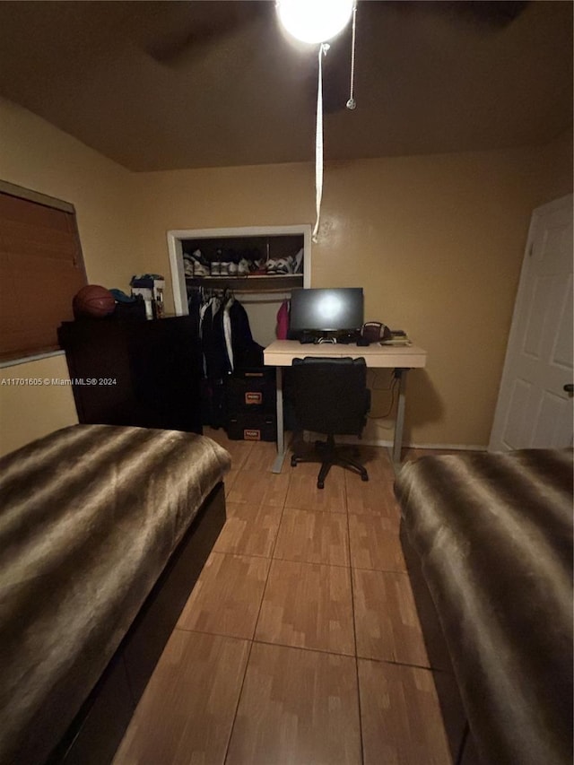 home office featuring light tile patterned floors