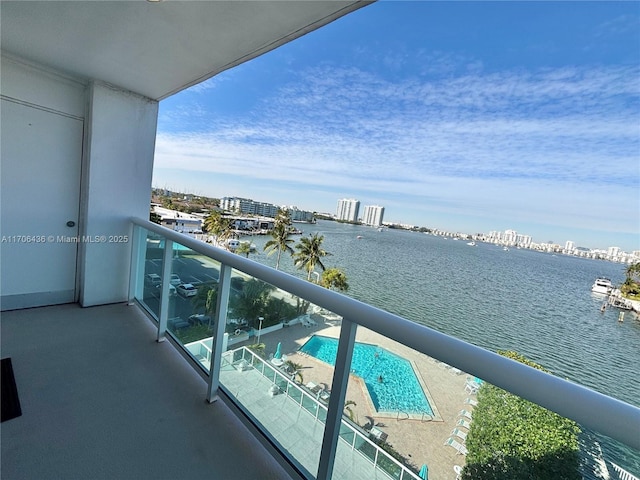 balcony with a water view