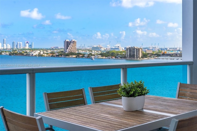 balcony with a water view