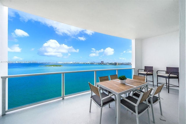 balcony with a water view