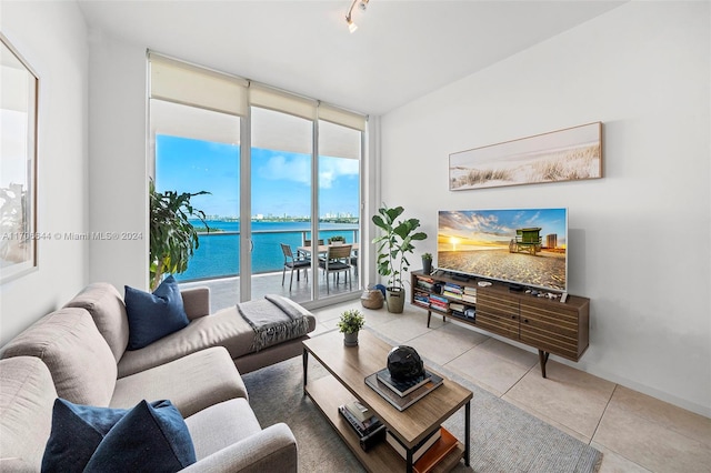 view of tiled living room