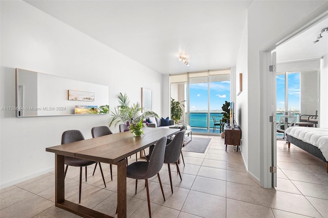 dining space with light tile patterned floors