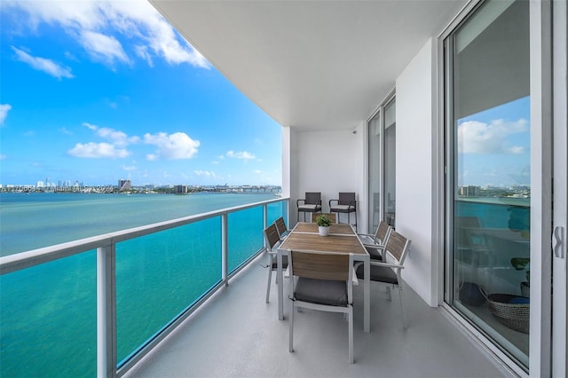 balcony with a water view