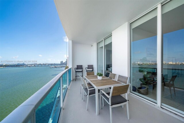 balcony with a water view