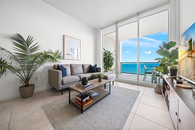 view of tiled living room