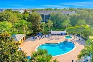 view of pool featuring a patio