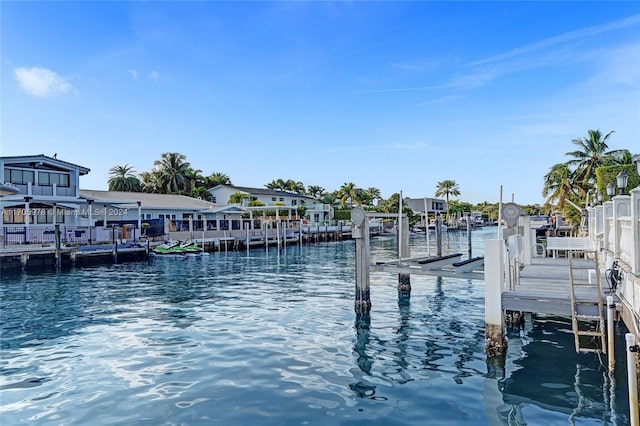 view of dock featuring a water view