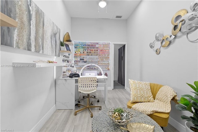 office space featuring light hardwood / wood-style flooring