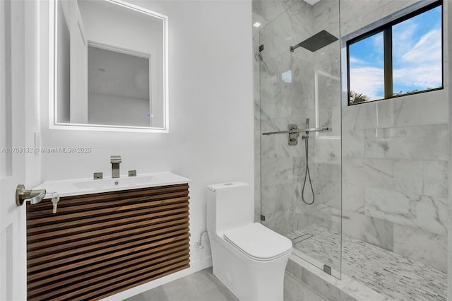 6401 SW 84th St, South Miami, FL 33143 - full bathroom with a marble finish shower, vanity, and tile patterned flooring