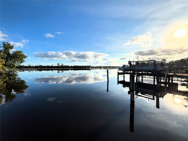 dock area featuring a water view