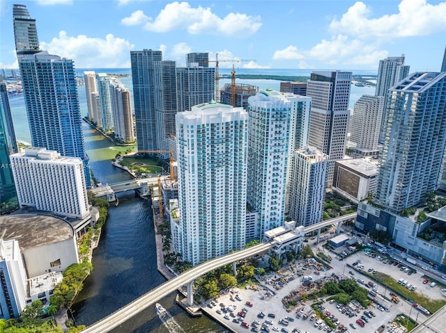 property's view of city featuring a water view