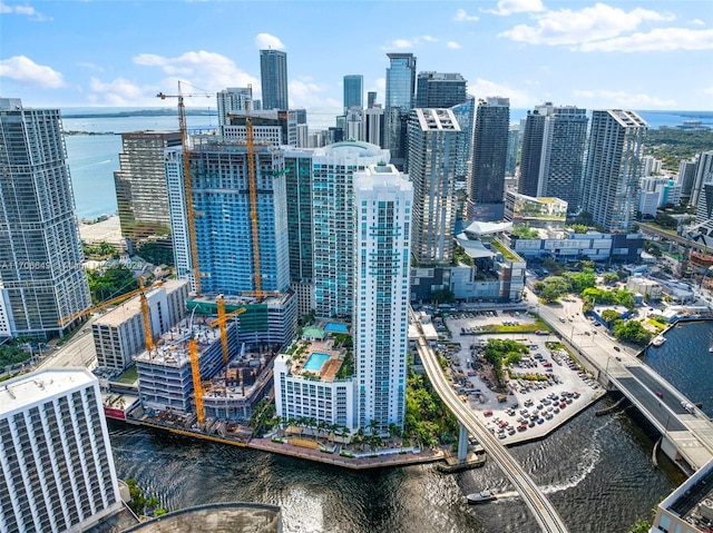 property's view of city featuring a water view