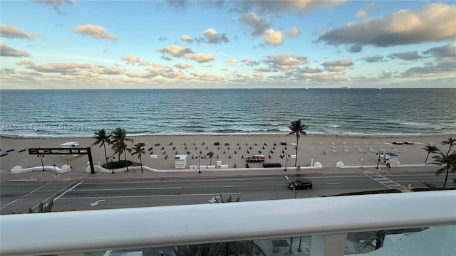 view of water feature featuring a beach view