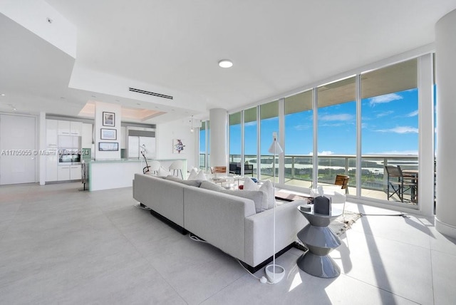 living room featuring expansive windows