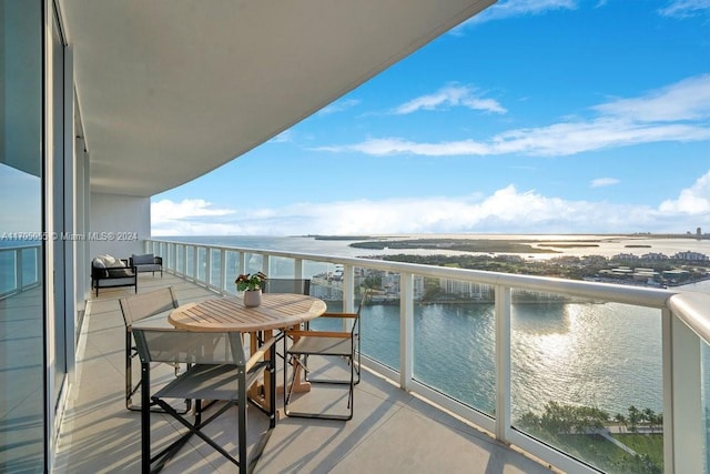 balcony with a water view