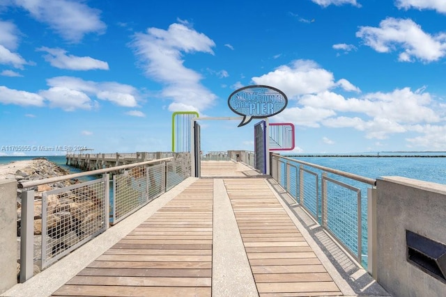 view of dock featuring a water view