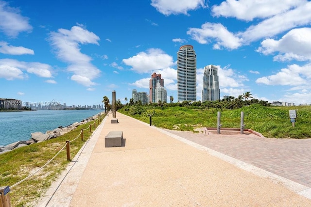 view of community featuring a water view