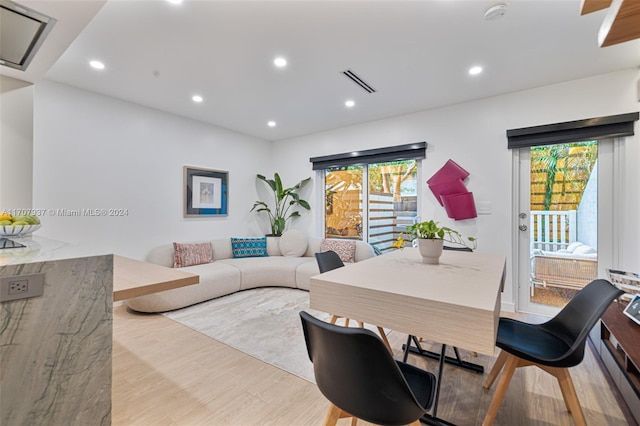 living room featuring light hardwood / wood-style floors