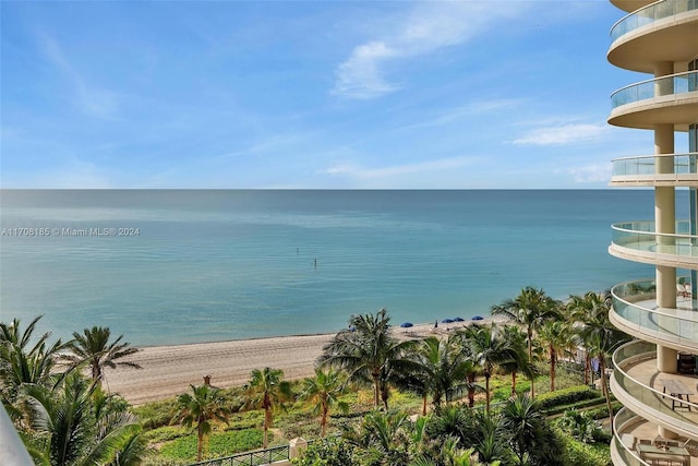 property view of water with a beach view