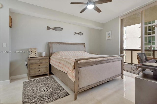 bedroom featuring ceiling fan