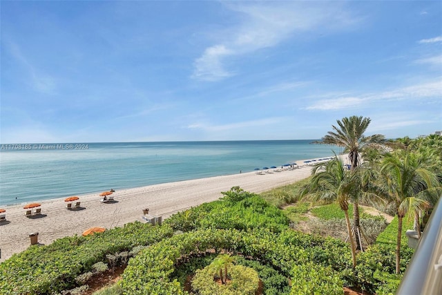 view of water feature featuring a beach view