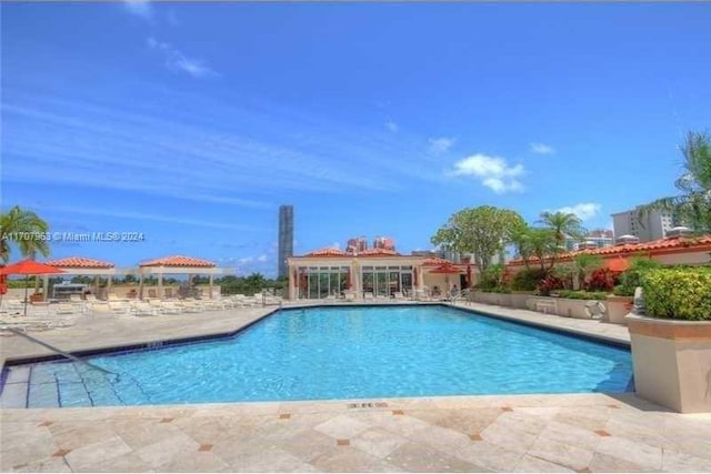 view of pool featuring a patio