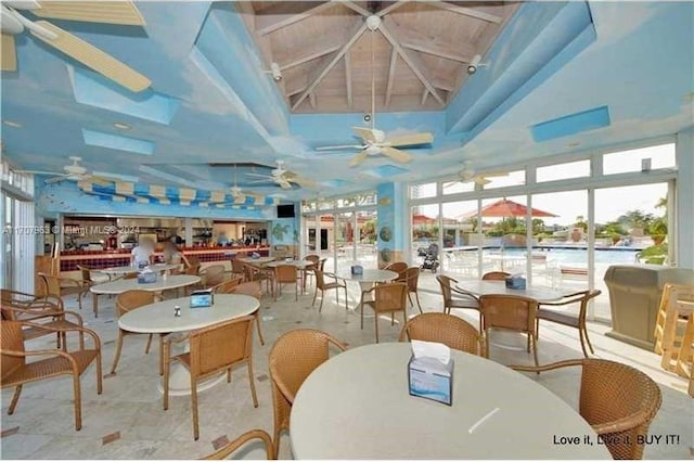 interior space featuring vaulted ceiling