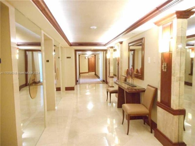 19667 Turnberry Way Unit 15A, Aventura, FL 33180 - hall featuring a raised ceiling