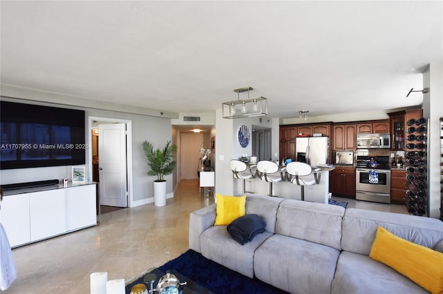 view of tiled living room