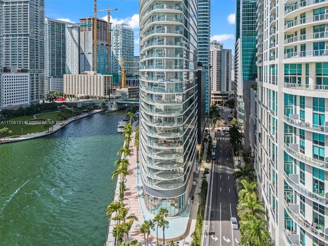 view of city with a water view