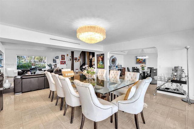 dining room with an inviting chandelier