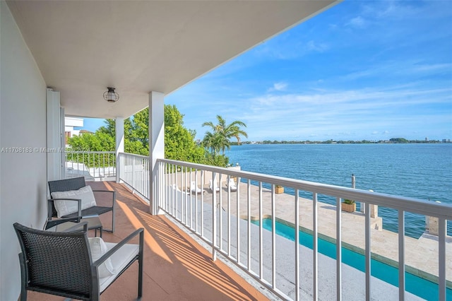 balcony with a water view