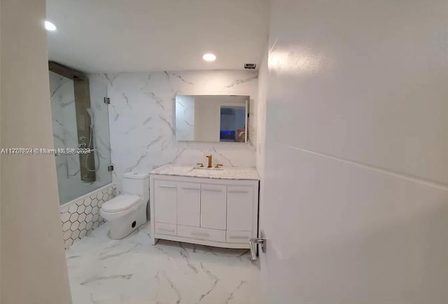 full bathroom featuring vanity,  shower combination, and toilet